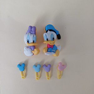 Vintage Disney Baby Donald Duck and Baby Daisy Duck Buttons with Safety Pins